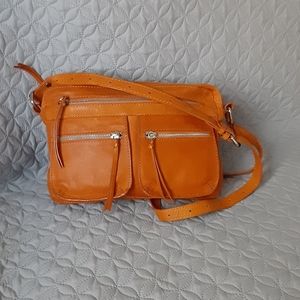 Orange Leather Crossbody Bag - Stylish Everyday Women’s Bag